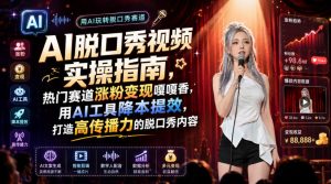 AI脱口秀视频实操指南，热门赛道涨粉变现嘎嘎香，用AI工具降本提效，打造高传播力的脱口秀内容-16888副业资讯