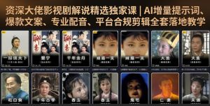 资深大佬影视剧解说精选独家课|AI增量提示词、爆款文案、专业配音、平台合规剪辑全套落地教学-16888副业资讯