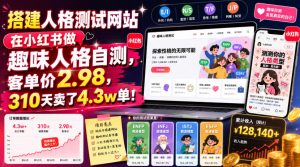 搭建人格测试网站在小红书做趣味人格自测,客单价2.98,310天卖了4.3w单!-16888副业资讯