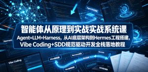 智能体从原理到实战系统课Agent=LLM+Harness，从AI底层架构到Hermes工程搭建，Vibe Coding+SDD规范驱动开发全栈落地教程-16888副业资讯