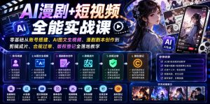 AI漫剧+短视频全能实战课｜零基础从账号搭建、AI图文生视频、漫剧剧本创作到剪辑成片、合规过审、版权登记全落地教学-16888副业资讯