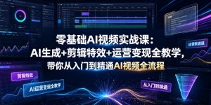 零基础AI视频实战课：AI生成+剪辑特效+运营变现全教学，带你从入门到精通AI视频全流程-16888副业资讯