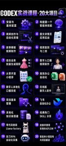 Codex智能体实战全能课｜0基础从搭建技能到自动化落地，视频剪辑-办公-知识库-数字人全场景变现教程-16888副业资讯
