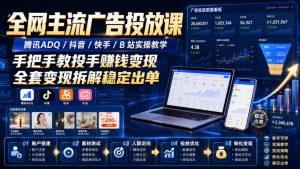 全网主流广告投放课，腾讯ADQ / 抖音 / 快手 / B 站实操教学，手把手教投手赚钱变现，全套变现拆解稳定出单-16888副业资讯