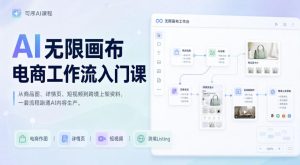 AI无限画布电商工作流入门课,从电商图片、详情页、带货视频到TK亚马逊产品上架模板实战,一套课程搞定-16888副业资讯