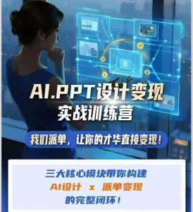 AI+PPT设计变现实战训练营，我们派单，让你的才华直接变现，三大核心模块带你构建Al设计x派单变现的完整闭环-16888副业资讯