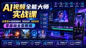 AI视频全能大师实战课|全赛道AI短视频制作、特效创作、场景变现零基础全套教程-16888副业资讯
