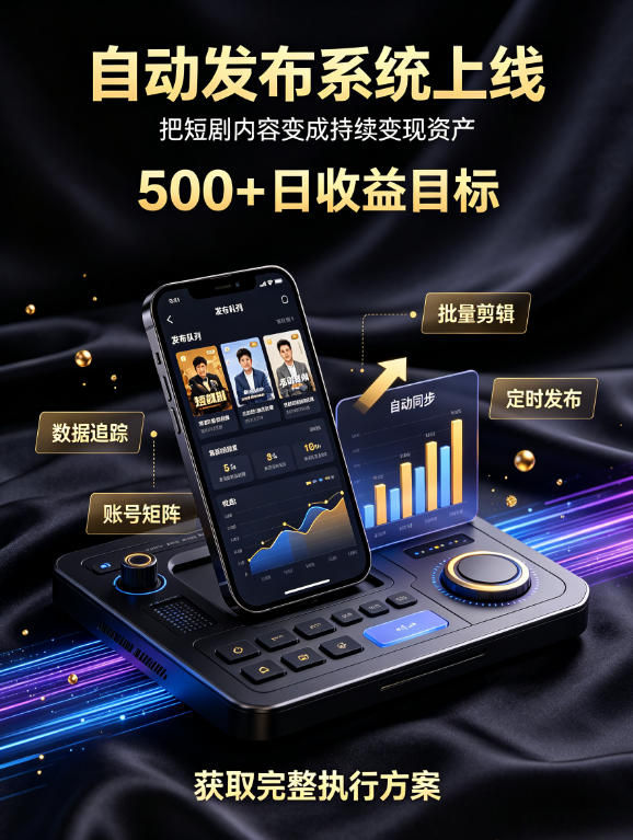 还在找靠谱线上副业？快手短剧项目，全程自动发布内容，不用熬夜做视频，轻松日入500+【揭秘】-16888副业资讯