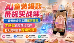 AI童装爆款带货实战课,一节课教会你实现童装变现,零基础也能落地实操-16888副业资讯