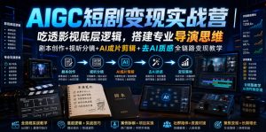 AIGC短剧变现实战营｜吃透影视底层逻辑，搭建专业导演思维，剧本创作+视听分镜+AI成片剪辑+去AI质感全链路变现教学-16888副业资讯