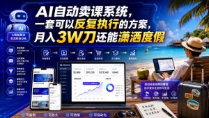 AI自动卖课系统，一套可以反复执行的方案，月入3W刀还能潇洒度假【原创双语字幕】-16888副业资讯