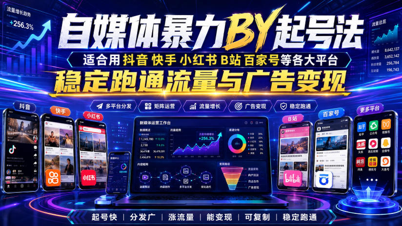 自媒体暴力搬运起号法，适合用抖音快手小红书B站百家号等各大平台，稳定跑通流量与广告变现-16888副业资讯