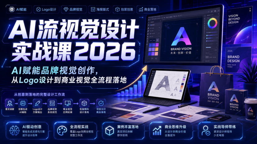 AI流视觉设计实战课2026：AI赋能品牌视觉创作，从Logo设计到商业视觉全流程落地-16888副业资讯