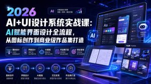 2026 AI+UI设计系统实战课:AI赋能界面设计全流程,从图标创作到商业级作品集打造-16888副业资讯