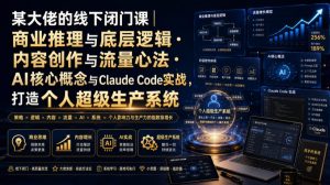 某大佬的线下闭门课|商业推理与底层逻辑・内容创作与流量心法・AI核心概念与Claude Code实战,打造个人超级生产系统【录音+图片】-16888副业资讯