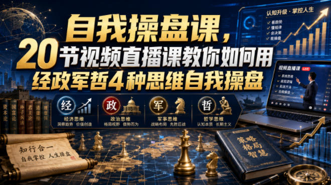自我操盘课,20节视频直播课教你如何用经政军哲4种思维自我操盘