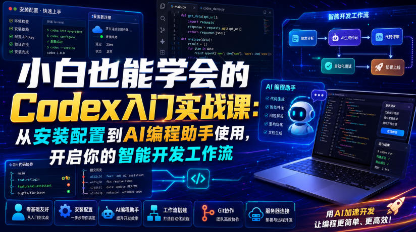小白也能学会的Codex入门实战课：从安装配置到AI编程助手使用，开启你的智能开发工作流-16888副业资讯