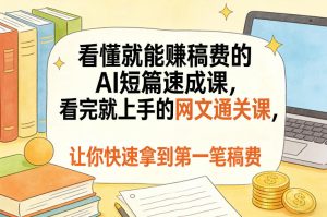 看懂就能賺稿费的AI短篇速成课，看完就上手的网文通关课，让你快速拿到第一笔稿费（更新8月）-16888副业资讯
