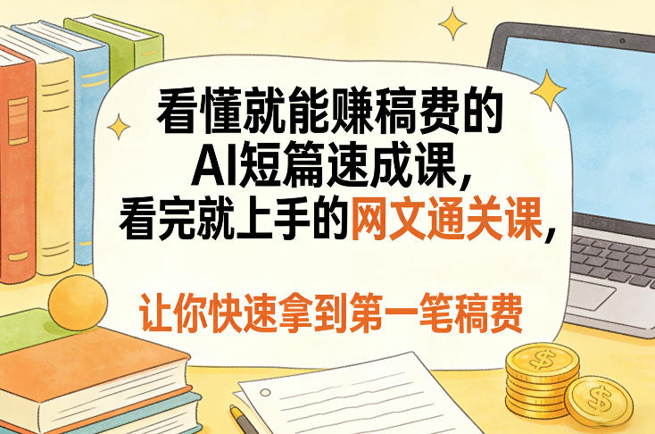 看懂就能賺稿费的AI短篇速成课，看完就上手的网文通关课，让你快速拿到第一笔稿费（更新8月）-16888副业资讯