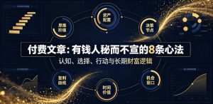 付费文章:有钱人秘而不宣的8条心法-16888副业资讯