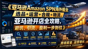 亚马逊Amazon SPN海外掘全，选品+运营+合规+物流，亚马逊开店全攻略，避坑、引流、盈利一步到位-16888副业资讯