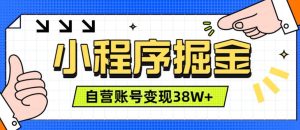 微信小程序掘金,团队自营小程序累计变现38W+,稳定运营三年,一部手机即可操作【揭秘】-16888副业资讯