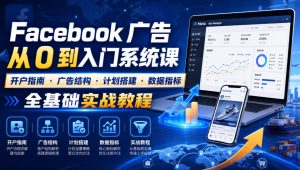 Facebook广告新手从0到入门系统课｜开户指南・广告结构・计划搭建・数据指标全基础实战教程-16888副业资讯