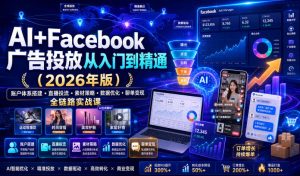 AI+Facebook广告投放从入门到精通(2026年版)|账户体系搭建・直播投流・素材策略・数据优化・聊单变现全链路实战课-16888副业资讯