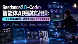 Seedance2.0+Codex智能体AI短剧实战课:一个人打造AI剧组,从创意到精品短片全流程-16888副业资讯
