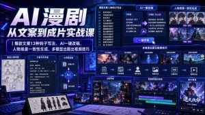 AI漫剧从文案到成片实战课｜爆款文案13种钩子写法、AI一键改稿、人物场景一致性生成、多模型出图出视频技巧-16888副业资讯
