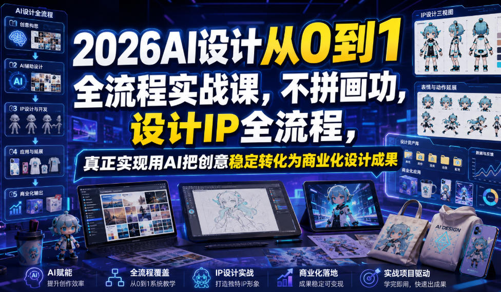2026AI设计从0到1全流程实战课，不拼画功，设计IP全流程，真正实现用AI把创意稳定转化为商业化设计成果-16888副业资讯