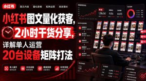 小红书图文量化获客，2小时干货分享，详解单人运营20台设备矩阵打法-16888副业资讯
