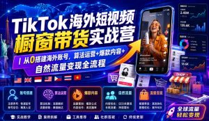 TikTok海外短视频橱窗带货实战营｜从0搭建海外账号，算法运营+爆款内容+自然流量变现全流程-16888副业资讯