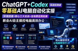 ChatGPT+Codex实战应用课｜零基础AI电脑自动化实操，环境搭建+核心三大实战+全场景应用拓展，教会AI自主操控电脑高效办公-16888副业资讯