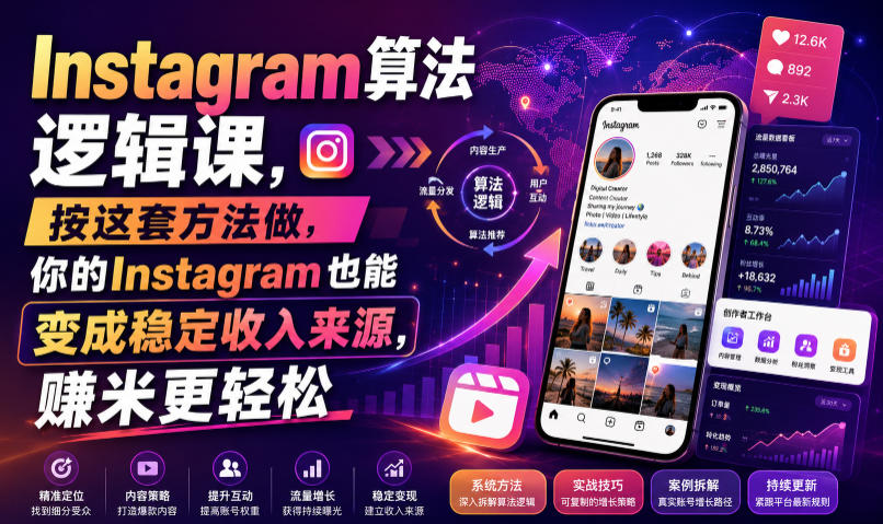 Instagram算法逻辑课，按这套方法做，你的Instagram也能变成稳定收入来源，賺米更轻松【原创双语字幕】-16888副业资讯