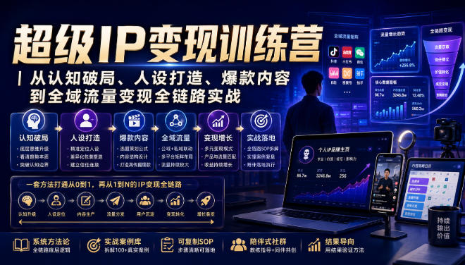 超级IP变现训练营｜从认知破局、人设打造、爆款内容到全域流量变现全链路实战-16888副业资讯