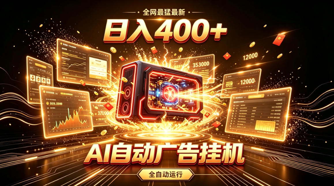 全网最猛最新的AI自动广告挂G，狠收益日入400+，真正做到躺賺式变现【揭秘】-16888副业资讯
