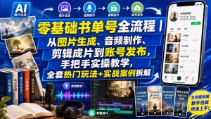 零基础书单号全流程｜从图片生成、音频制作、剪辑成片到账号发布，手把手实操教学，全套热门玩法+实战案例拆解-16888副业资讯