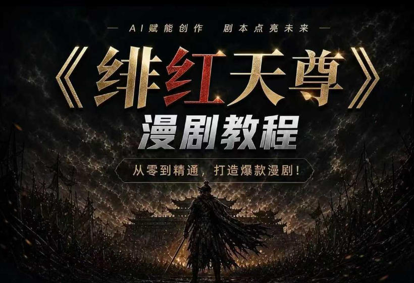 绯红天尊AI漫剧系统教程｜从零入门到精通，工具运用+剧本创作+爆款逻辑+提示词素材+镜头剪辑，全套爆款漫剧落地实战课-16888副业资讯