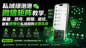 私域绿泡泡微信矩阵教学，基建、热号、脱敏、避坑，聚焦规模化私域矩阵运营实战-16888副业资讯