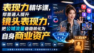 表现力精华课，帮普通人提升镜头表现力，把公域流量稳稳转化为自身商业资产-16888副业资讯