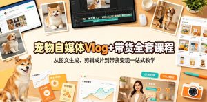 宠物自媒体Vlog+带货全套课程|从图文生成、剪辑成片到带货变现一站式教学-16888副业资讯