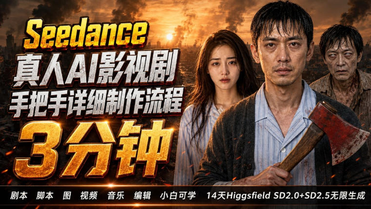 3分钟真人AI影视剧怎么做？SD 2.0手把手完整制作流程｜Higgsfield 14天SD 2.0/2.5无限生成-16888副业资讯