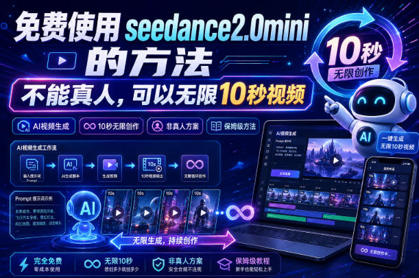 免费使用seedance2.0mini的方法，不能真人，可以无限10秒视频，9图+3音频参考-16888副业资讯