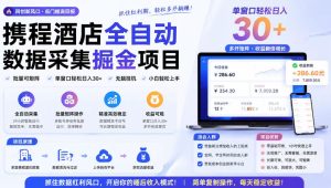 携程酒店全自动采集项目，全程自动浏览，可批量矩阵放大，单机日收300+【揭秘】-16888副业资讯