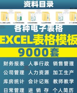 自费购买素材合集！超全Excel常用模版系列，分类清晰，共9000+套excel模型合集+个人简历素材-16888副业资讯